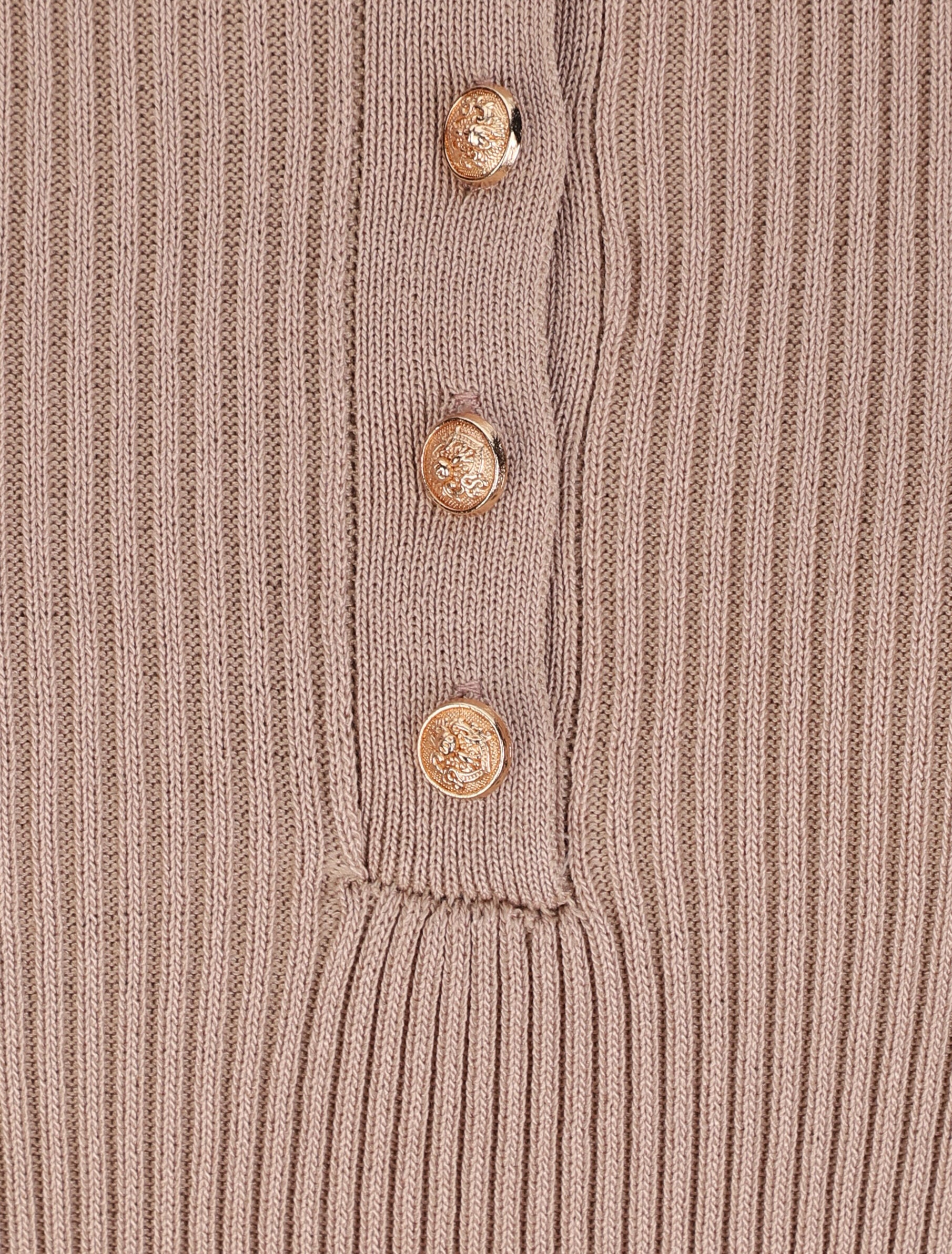 Polo ajusté en maille côtelée - Beige - 3