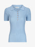 Polo ajusté en maille côtelée - Bleu ciel - 1