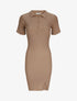 Robe courte ajustée unie à col à pied - Beige - 4