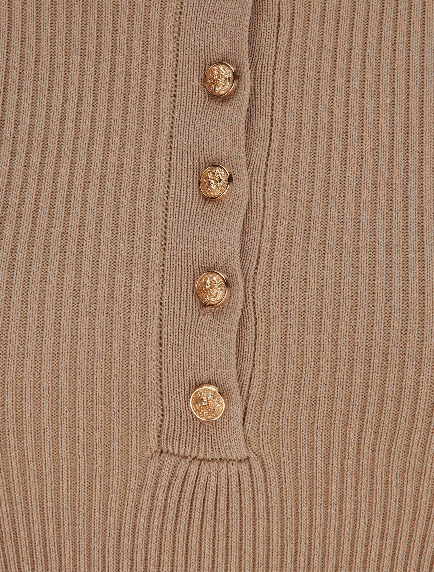Robe courte ajustée unie à col à pied - Beige - 3