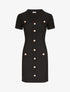 Robe courte ajustée côtelée à boutons dorés - Noir - 1