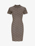 Robe courte ajustée jacquard grec - Camel - 1