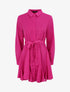 Robe chemise satinée à bords volantés - Fushia - 4