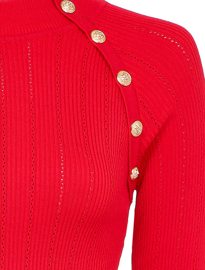 Body côtelé à épaules boutonnées - Rouge - 3