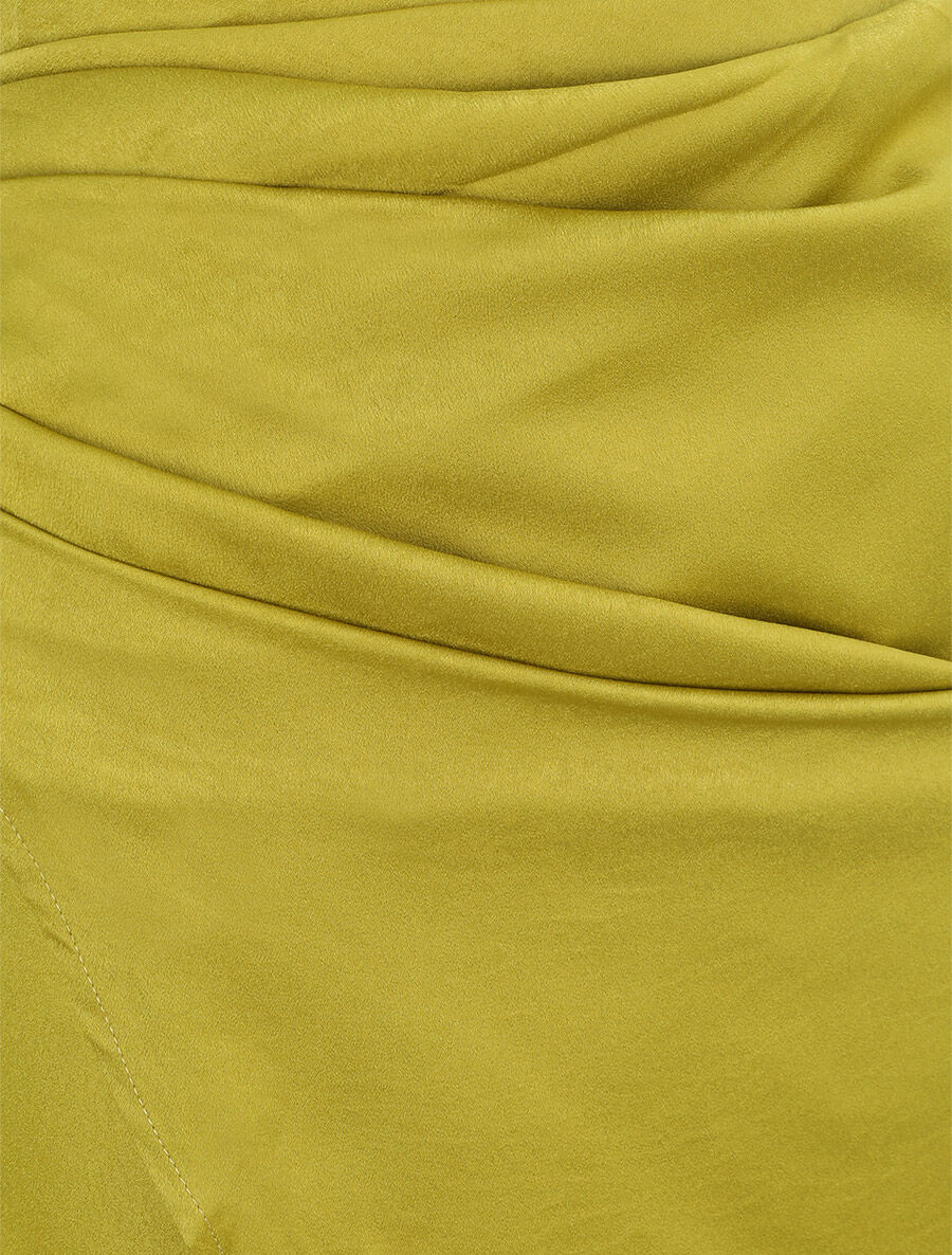 Jupe portefeuille satinée - Vert anis - 3