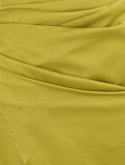 Jupe portefeuille satinée - Vert anis - 3