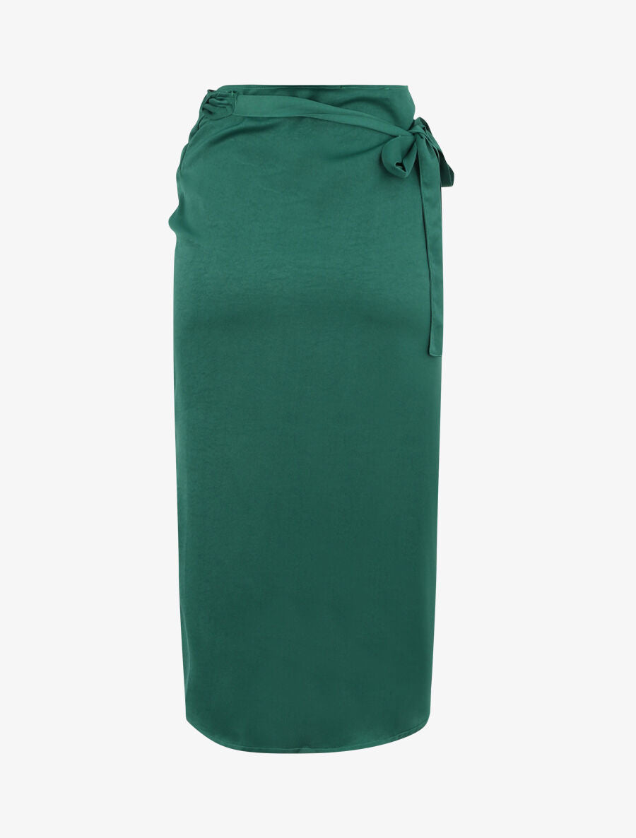 Jupe portefeuille satinée - Vert - 2