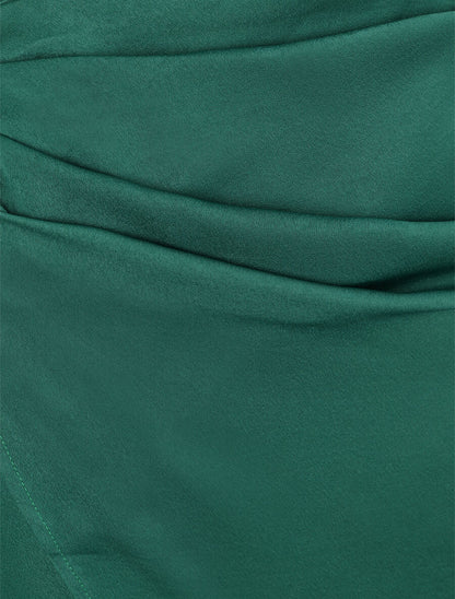 Jupe portefeuille satinée - Vert - 3