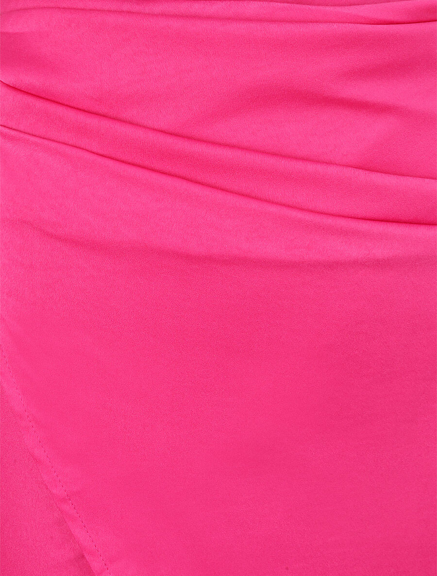 Jupe portefeuille satinée - Fushia - 3