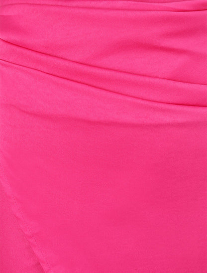 Jupe portefeuille satinée - Fushia - 3
