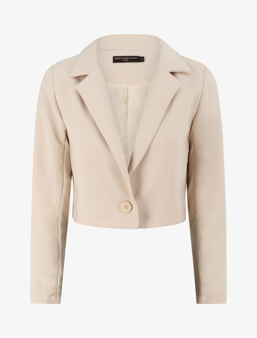 Veste courte unie - Beige - 1