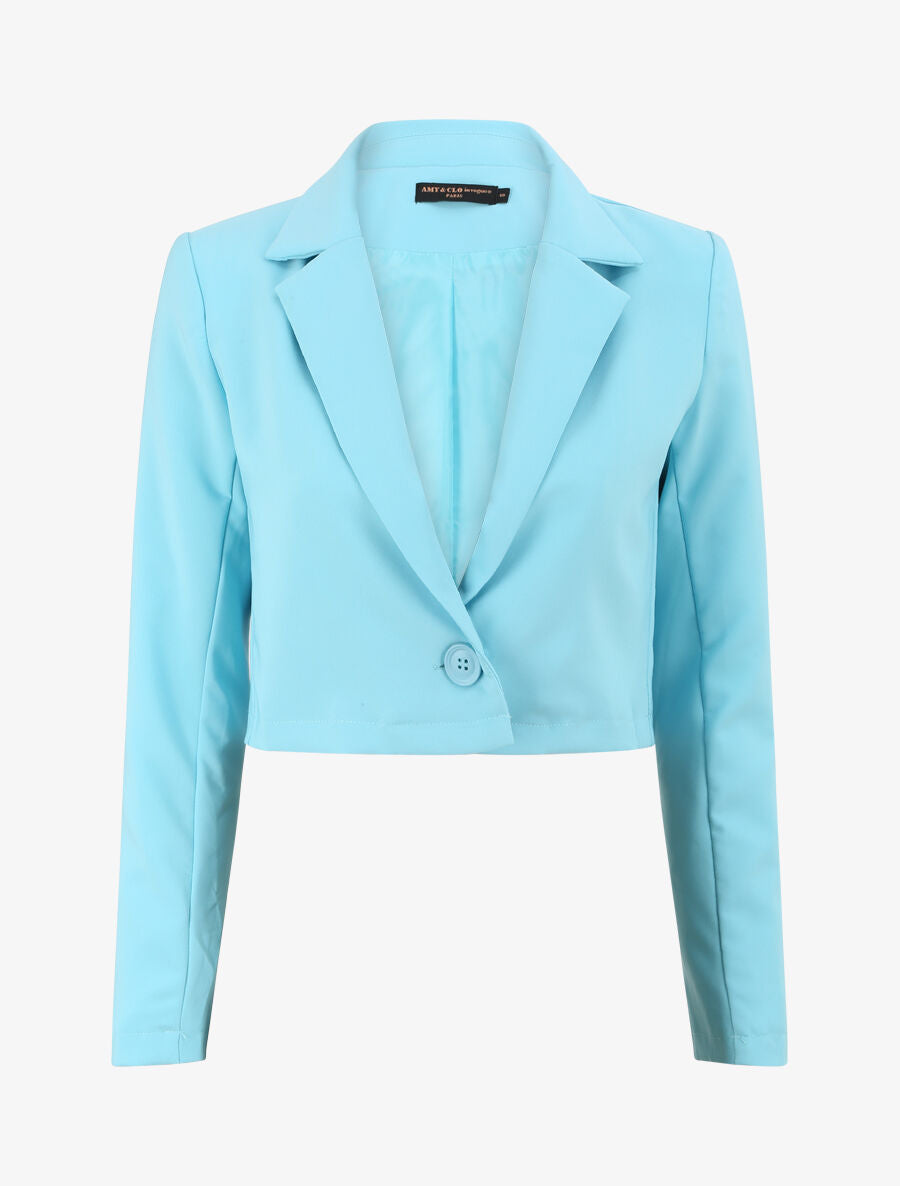 Veste courte unie - Bleu ciel - 1