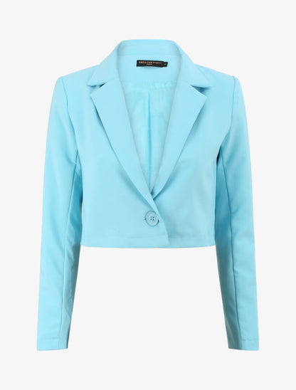 Veste courte unie - Bleu ciel - 1