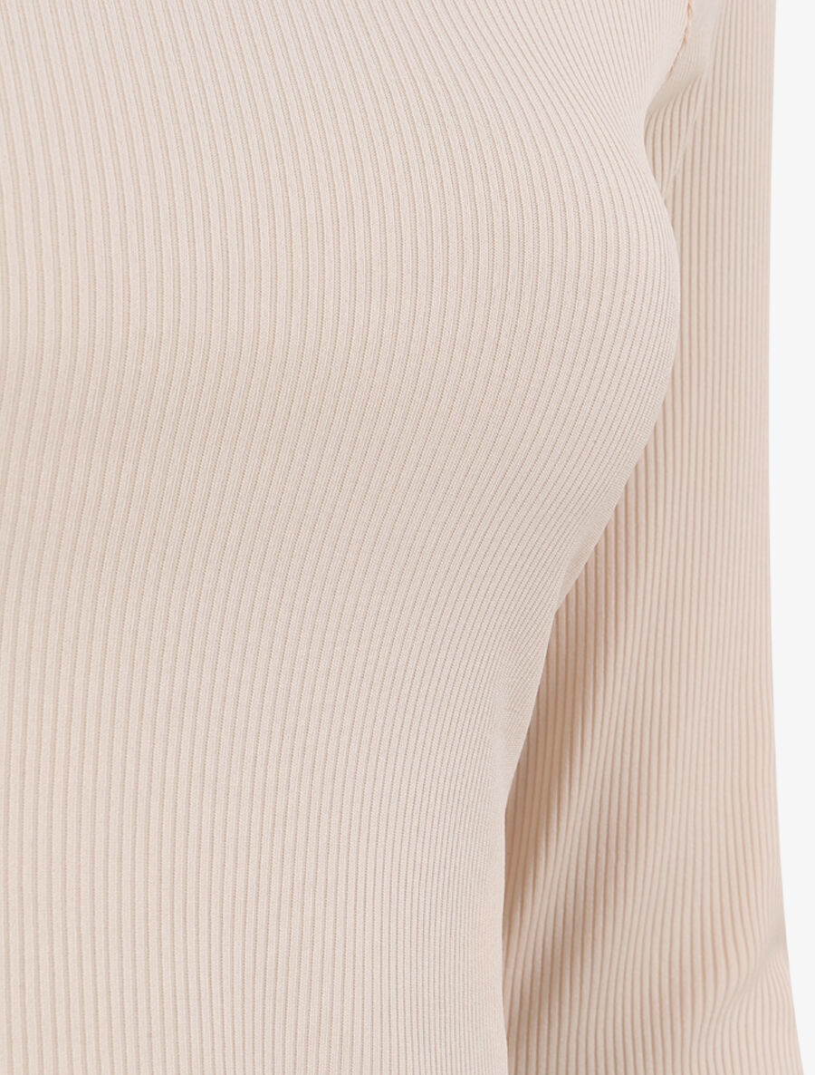 Crop top côtelé unie - Beige - 3