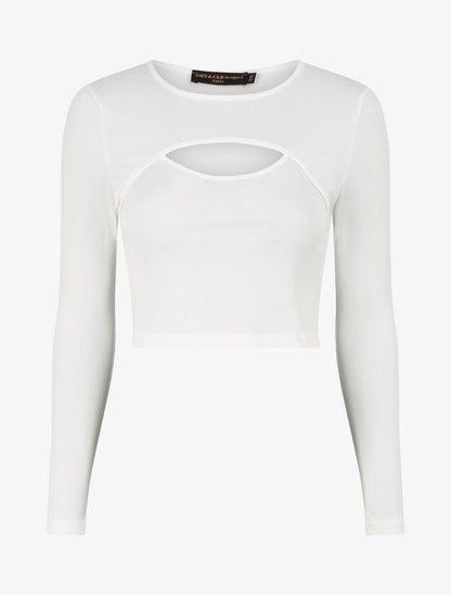 Crop top ajouré unie - Blanc - 1