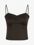 Crop top satiné uni - Noir - 1