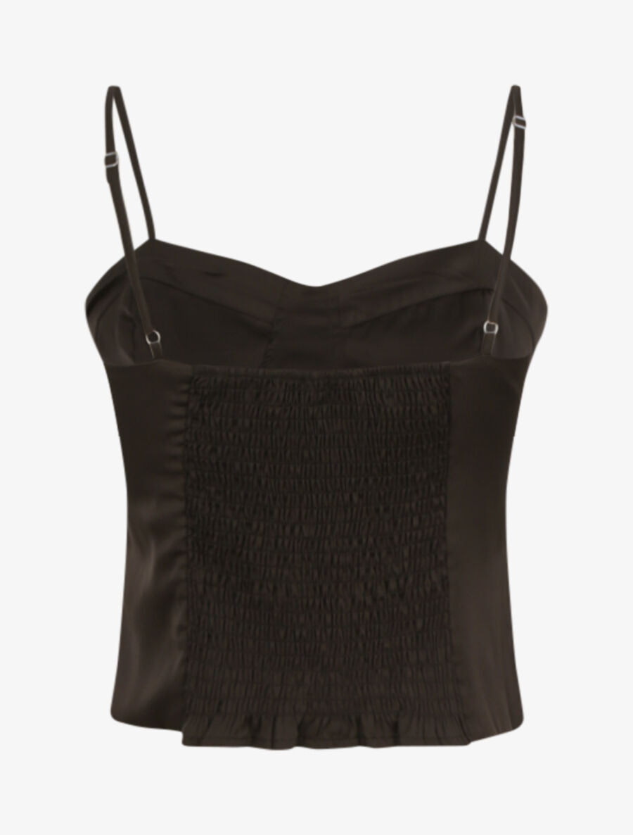 Crop top satiné uni - Noir - 2
