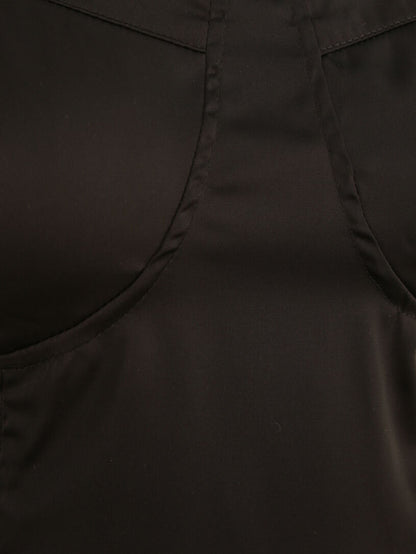 Crop top satiné uni - Noir - 3
