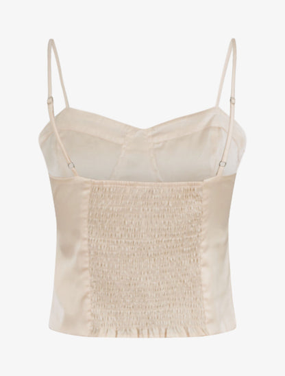 Crop top satiné uni - Beige - 2