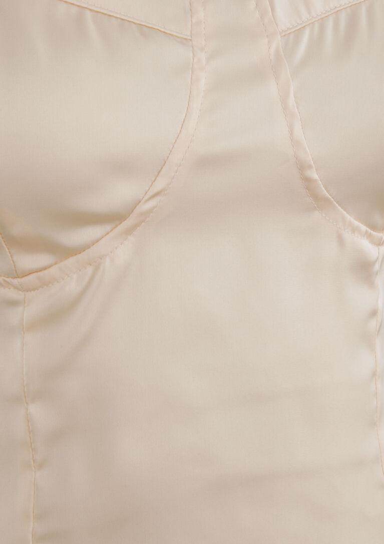 Crop top satiné uni - Beige - 3