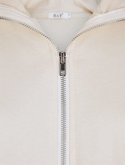 Sweat à capuche à col zippé - Beige - 3