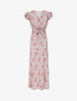 Robe longue empire fendue à imprimé fleurs des champs - Rose - 4