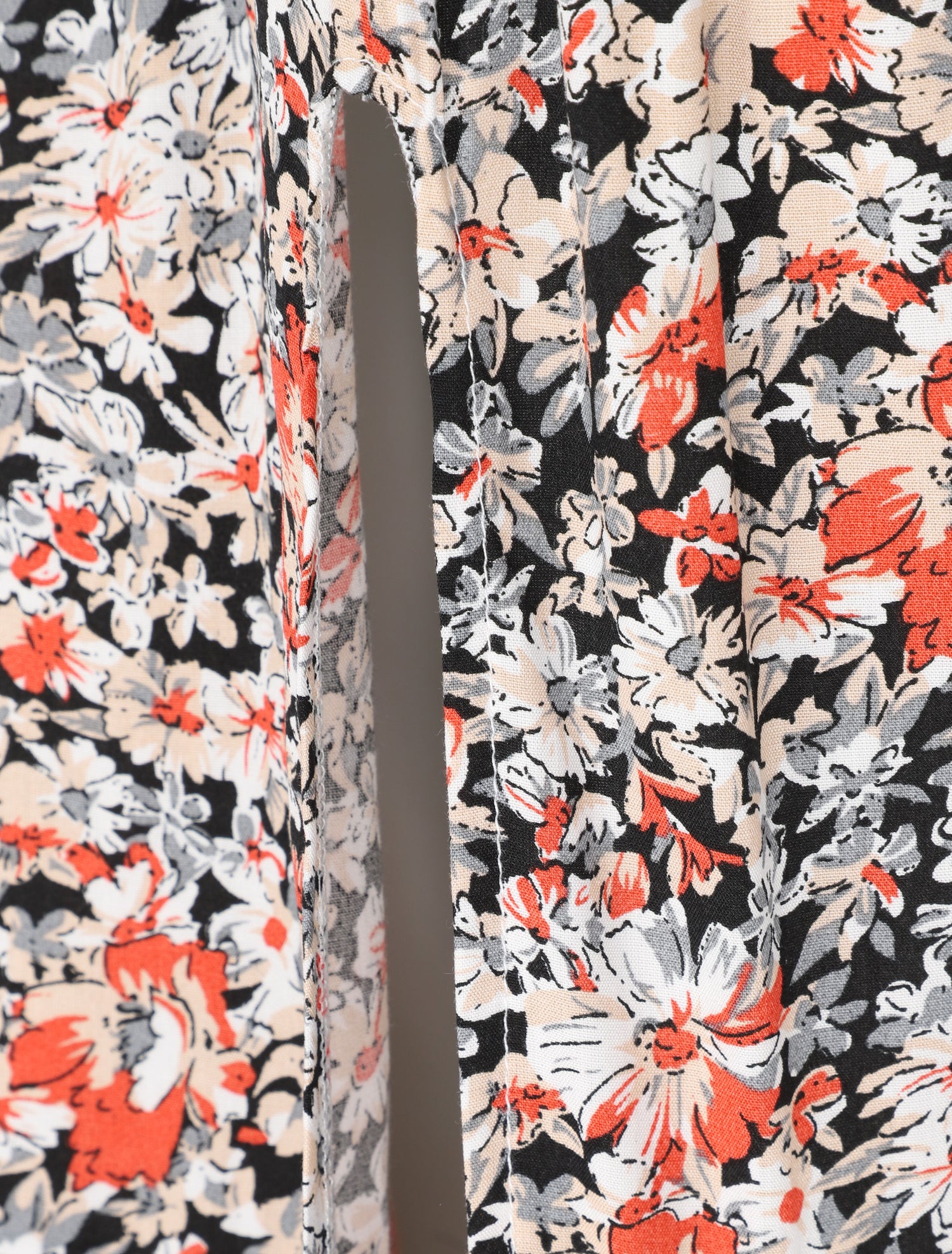 Robe longue empire fendue à imprimé fleurs des champs - Noir - 4