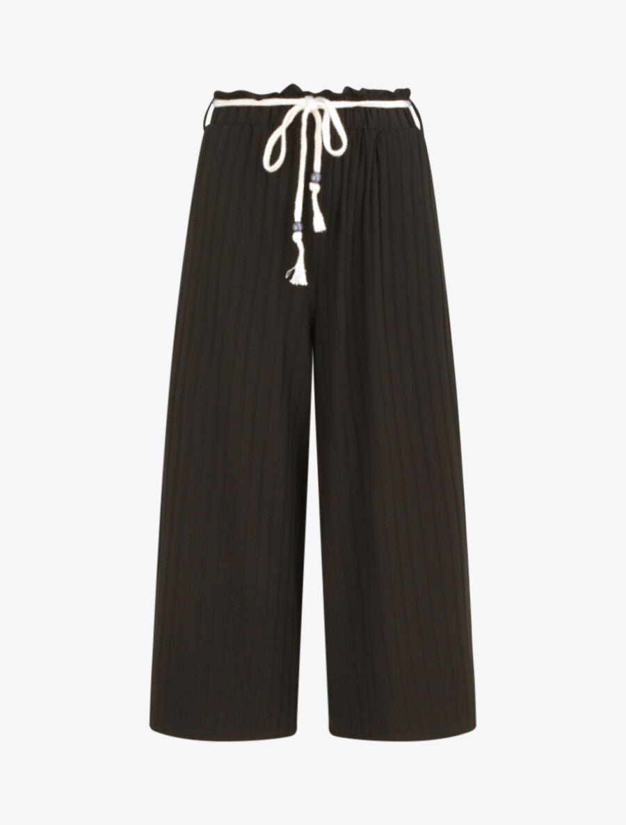 Pantalon ample à taille froncée - Noir - 1