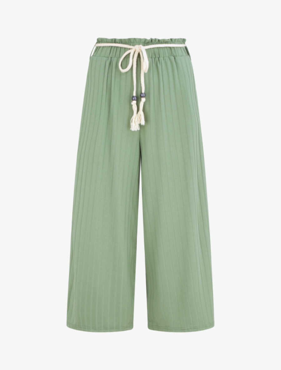 Pantalon ample à taille froncée - Vert - 1