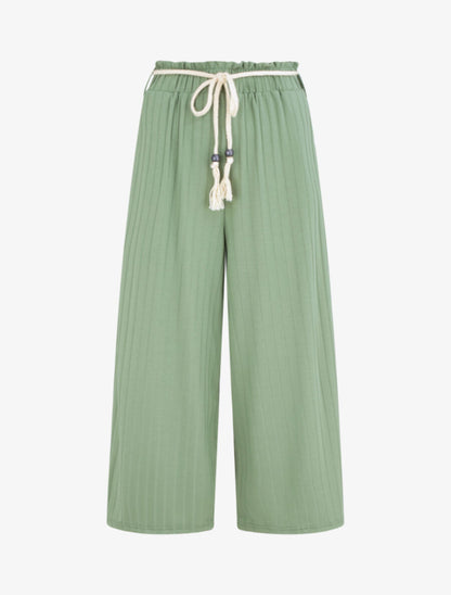 Pantalon ample à taille froncée - Vert - 1