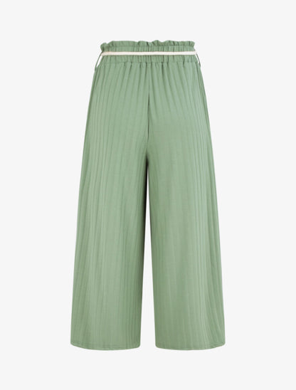 Pantalon ample à taille froncée - Vert - 2