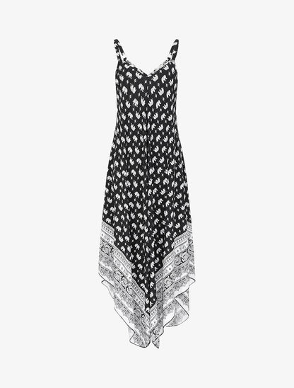 Robe longue asymétrique imprimé éléphants - Noir - 5