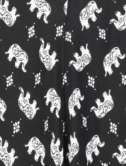 Robe longue asymétrique imprimé éléphants - Noir - 3