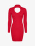 Robe pull côtelée à décolleté en V - Rouge - 3