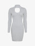 Robe pull côtelée à décolleté en V - Gris - 1