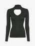 Pull côtelé à décolleté en V - Noir - 3