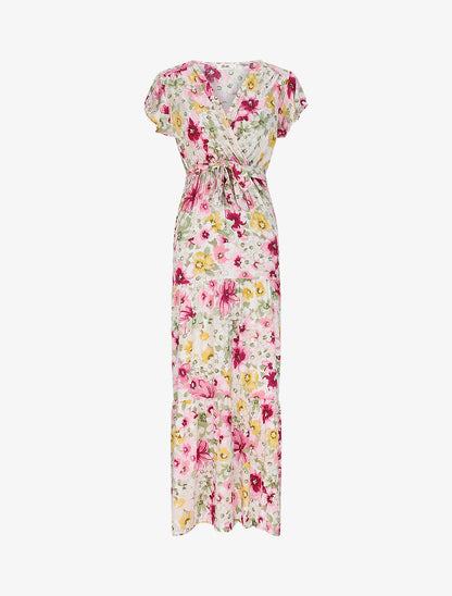 Robe longue à imprimé grandes fleurs - Vert - 1