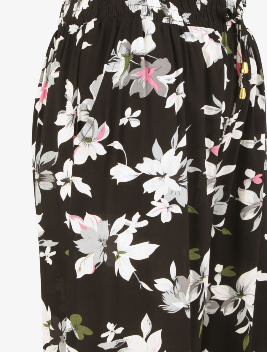 Pantalon ample imprimé été fleuri - Noir - 3