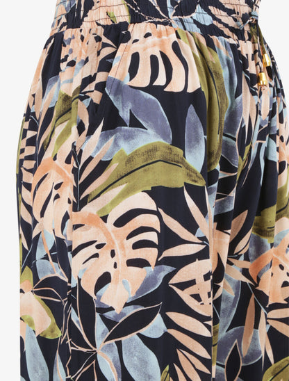 Pantalon ample imprimé tropical - Marine - 3