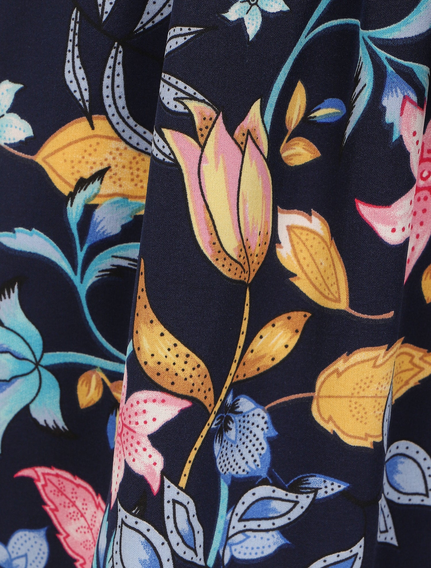Short à taille froncée imprimé fleurs baroques - Marine - 3