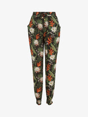 Pantalon imprimé lotus - Noir - 1