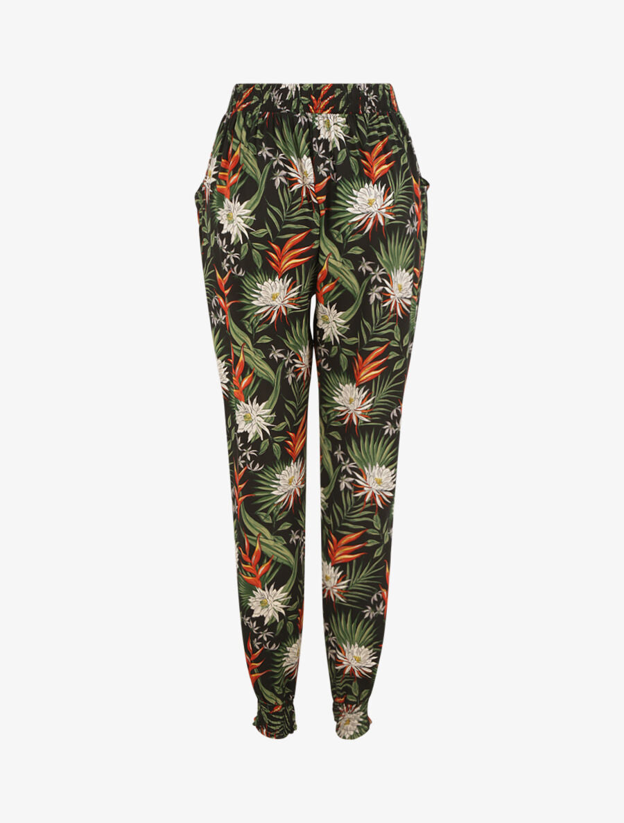 Pantalon imprimé lotus - Noir - 2