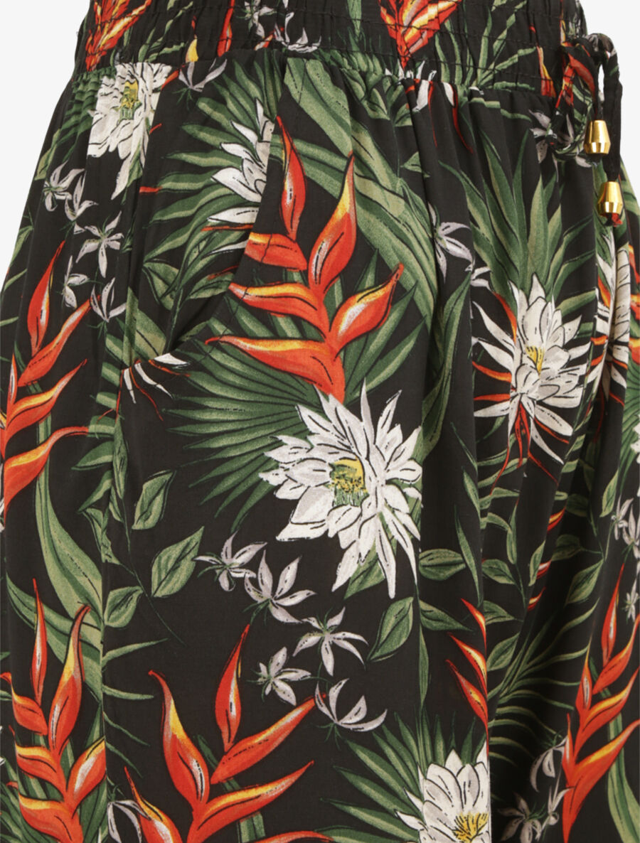 Pantalon imprimé lotus - Noir - 3