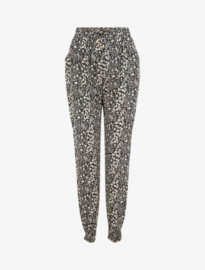 Pantalon imprimé petites fleurs - Noir - 1