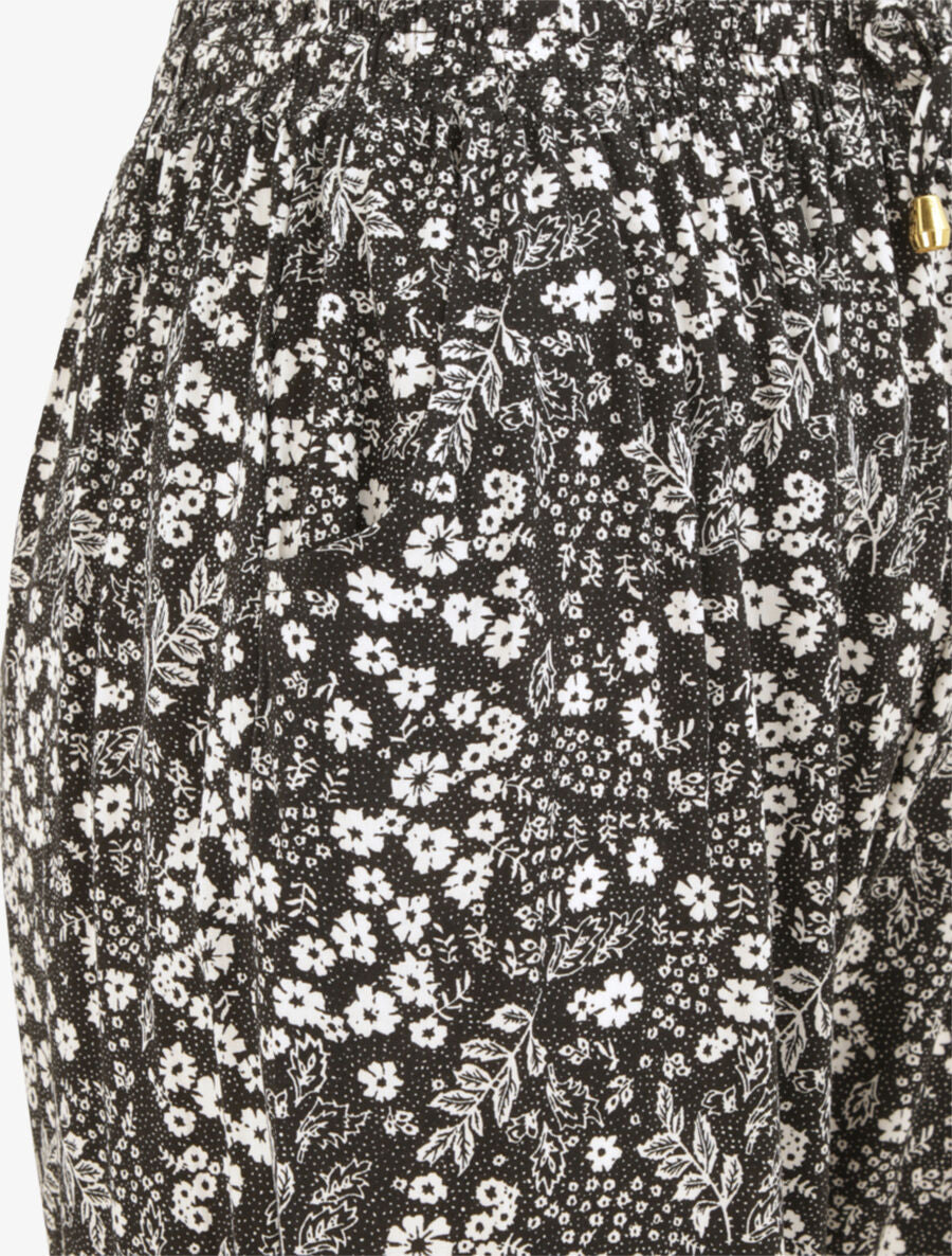 Pantalon imprimé petites fleurs - Noir - 3