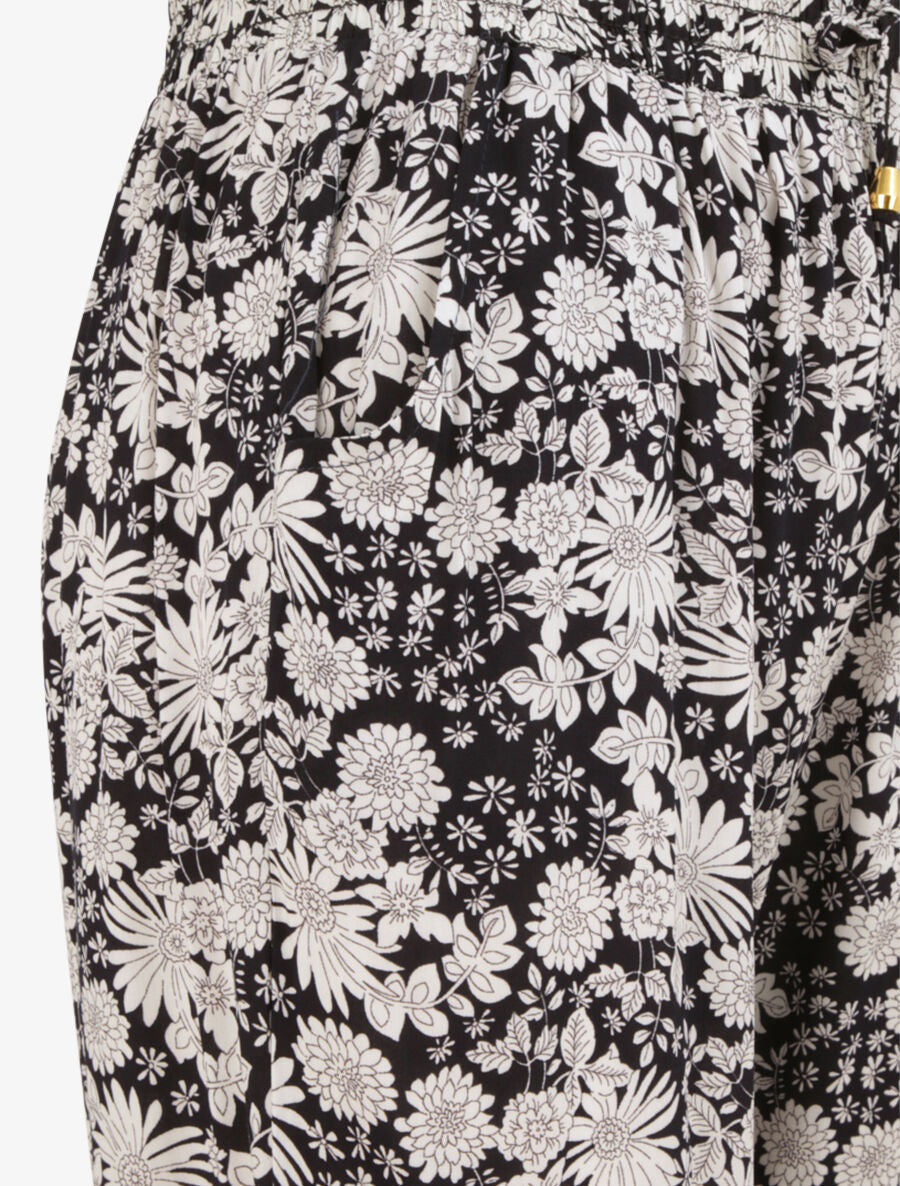 Pantalon imprimé fleurs stylisées - Marine - 3