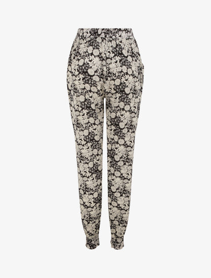 Pantalon imprimé fleurs stylisées - Noir - 2