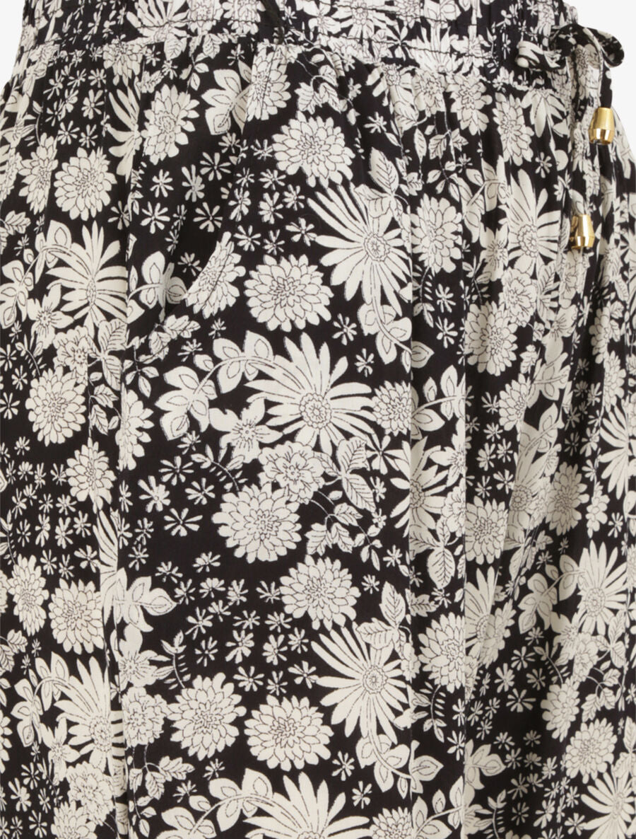 Pantalon imprimé fleurs stylisées - Noir - 3