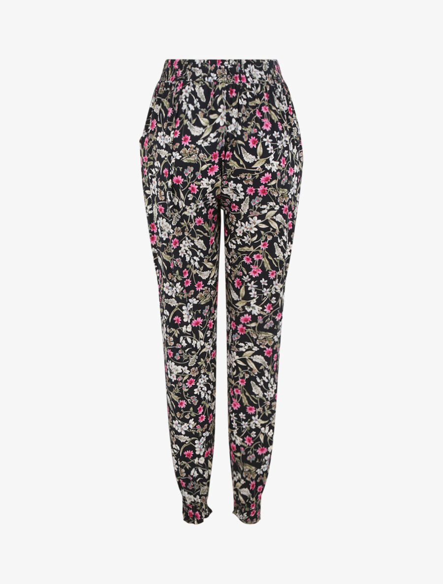 Pantalon harem imprimé fleuri - Marine - 2