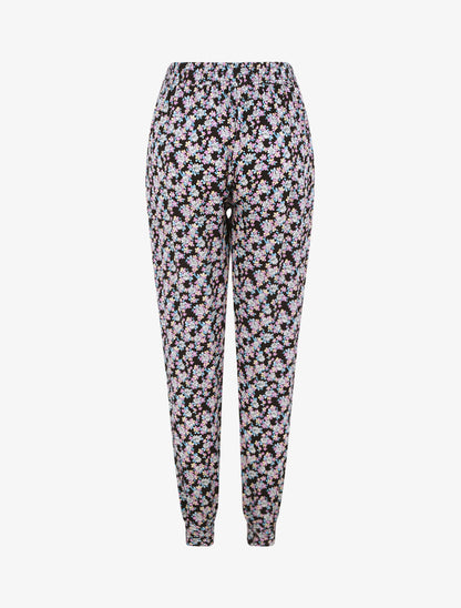 Pantalon harem imprimé floral - Noir - 2